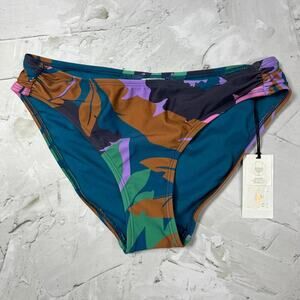 NEW Shade & Shore Bikini Bottom Size XS (0-2) Multi-Color Leaf Print TARGET NWT